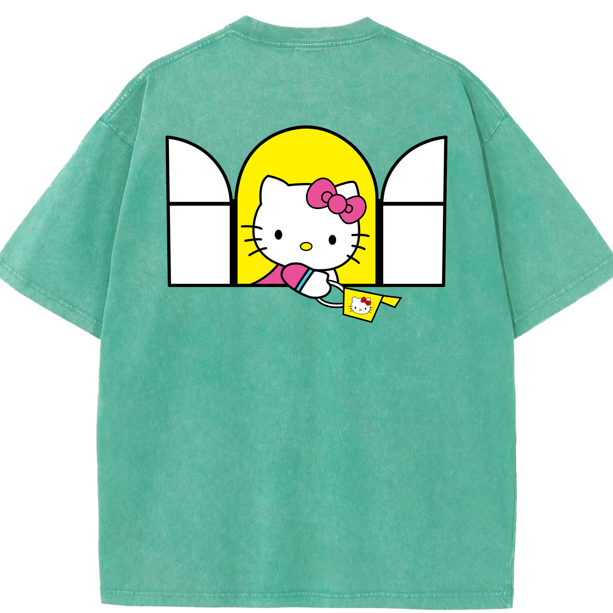 （画像用） Hello Kitty ハローキティ 綿100% ヴィンテージ風 半袖Tシャツ（背面プリント）